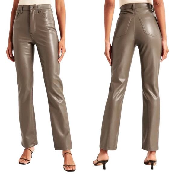 Abercrombie & Fitch Vegan Leather Curve Love '90s Straight Pant High Rise 28/6 - Picture 1 of 7